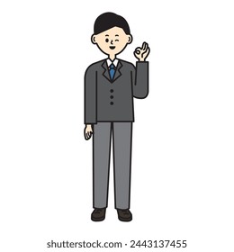 Business Person OK Understood Male Full Body Suit Work Illustration