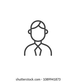 Business person outline icon. linear style sign for mobile concept and web design. Businessman avatar simple line vector icon. Person symbol, logo illustration. Vector graphics