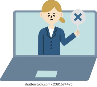 Business person PC computer work woman suit NG upper body illustration