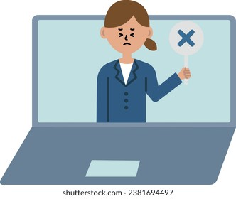 Business person PC computer work woman suit NG upper body illustration