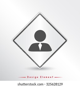Business person. People icon. Flat design style. Made in vector. Emblem or label with shadow.