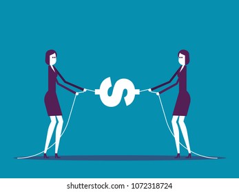 Business person playing tug of war. Vector illustration business finance concept.