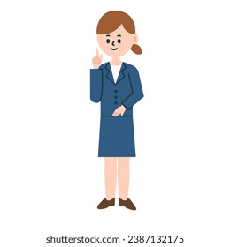 Business Person Point Full Body Work Suit Woman Illustration