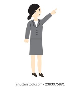 Business person point pointing work woman full body illustration