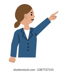 Business person point pointing work female upper body illustration
