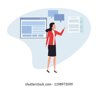 Business person presenting cartoon
