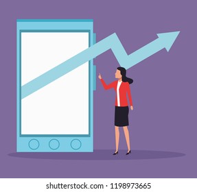 Business person presenting cartoon
