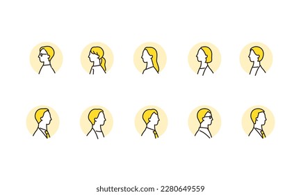 Business person profile avatar circle background icon set