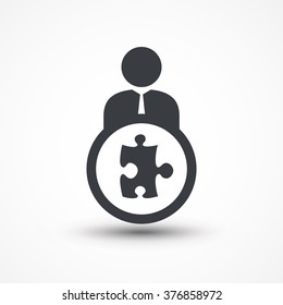 Business person with PUZZLE flat icon