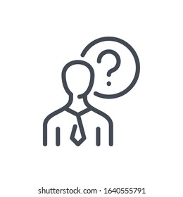 Business Person With Question Mark Line Icon. Ask A Question Vector Outline Sign.