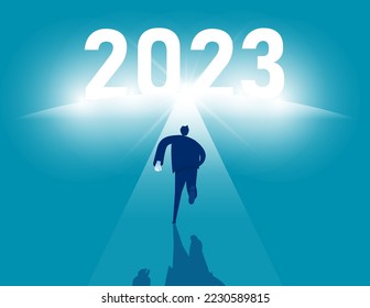 Persona de negocios que corre desde 2023. Camino al éxito del negocio