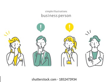 business person simple icon set, hand drawn