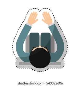 business person sit working vector illustration design