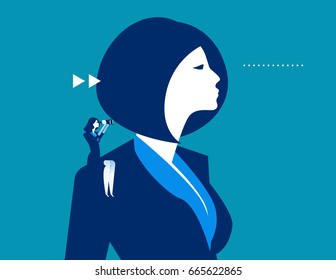 Business person sitting on the shoulder of giant. Concept business vector illustration.