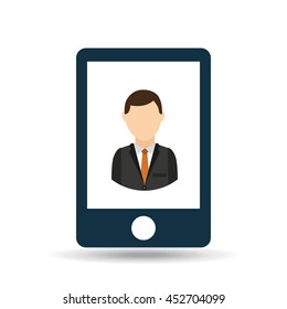 business person in smarphone icon, vecctor illustration