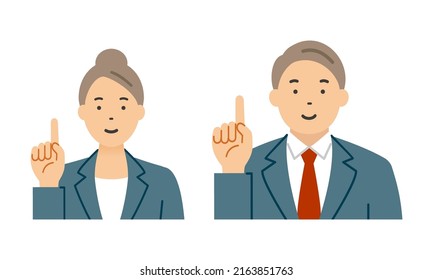 A Business Person In A Suit Explaining By Pointing.