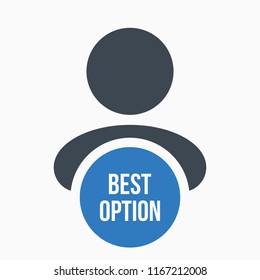 Business person with text BEST OPTION flat icon