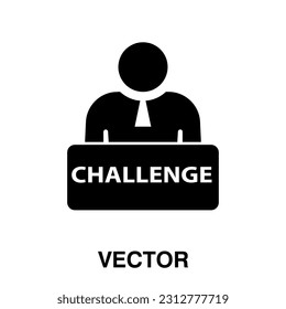 Geschäftsmann mit Text CHALLENGE Vektorgrafik auf weißem Hintergrund.eps