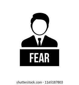 Business person with text FEAR flat icon