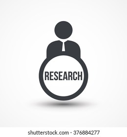 Business person with text RESEARCH flat icon