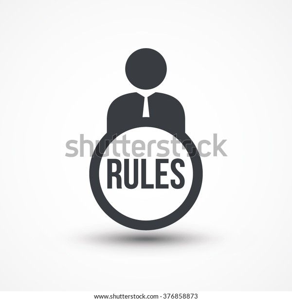 テキスト ルールを持つビジネス パーソンのフラット アイコン 規則条件アイコン のベクター画像素材 ロイヤリティフリー