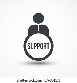 Business person with text SUPPORT flat icon
