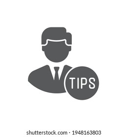 Persona de negocios con texto Icono plano TIPS con fondo aislado