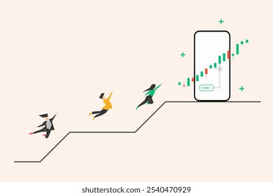 business person trading success growing growth market investment finance concept. business happy professional profit bullish graph stock market chart investor economy work vector.