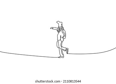 business person trying to stay balanced on a tightrope