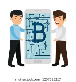 business person using smartphone with bitcoin