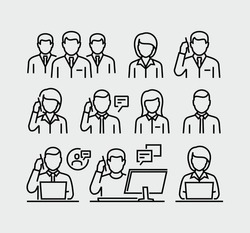 Business Person Vector Line Icons