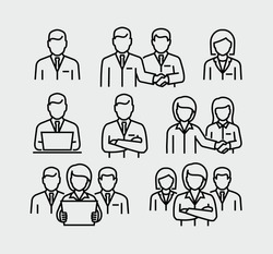 Business Person Vector Line Icons