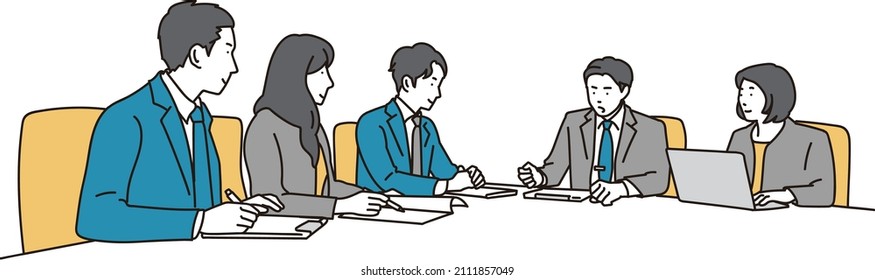 Business person who has a meeting with a large number of people