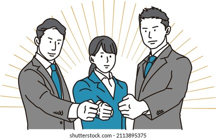 Business person who motivates in a group