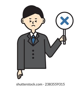 Business person work male suit cross upper body illustration