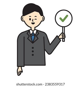 Business person work male suit check upper body illustration
