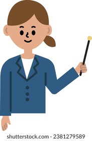 Business person work woman suit point upper body illustration