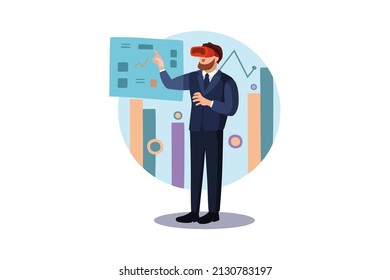 Business person working using VR tech