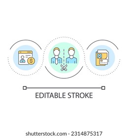 Business and personal accounts loop concept icon. Separate commercial and private payments abstract idea thin line illustration. Isolated outline drawing. Editable stroke. Arial font used