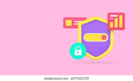 Business personal data information privacy protection banner copy space vector illustration. Database confidential private access file analyzing contract document secure encryption locking