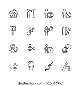 Business and personal development concepts vector icon set