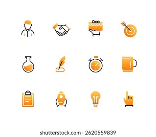 Business and personal goals - set of line design style icons