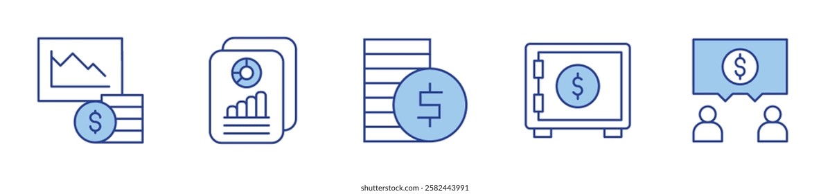 business, personal, business report, money, safebox. Business Icon vector illustration. Line Duotone style. Editable stroke.