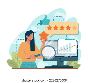 Business and personal reputation. Building and improving relationship with people and improving customer loyalty. Online identity management. Flat vector illustration