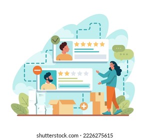 Business and personal reputation. Building and improving relationship with people and improving customer loyalty. Online identity management. Flat vector illustration