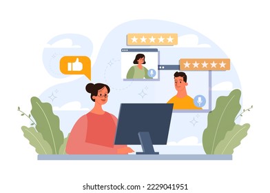 Business and personal reputation. Building and improving relationship with people and improving customer loyalty. Online identity management. Flat vector illustration