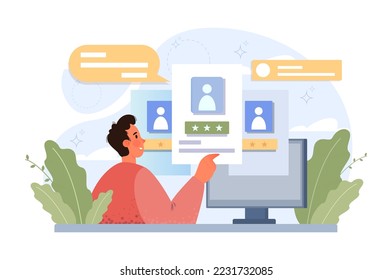 Business and personal reputation. Building and improving relationship with people and improving customer loyalty. Online identity management. Flat vector illustration