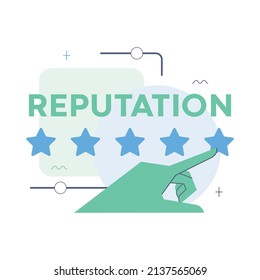 Business and personal reputation concept. Building and improving relationship with people and improving customer loyalty. Online identity management. Flat vector illustration