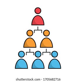 Función de icono del personal de negocios. Icono de organización de flujo de trabajo. ilustración vectorial de diseño plano. Interacción de los empleados y ambiente laboral. La dirección y el personal de la empresa.