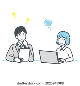 Business person's illustrations during the meeting. vector.